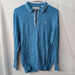 Original Penguin Merino Wool Blend Sweater Mens Size Medium Blue